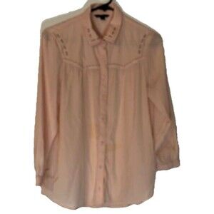 American Eagle Western Coastal Cowgirl  Pink Button Down Shirt w/Beads & Studs M